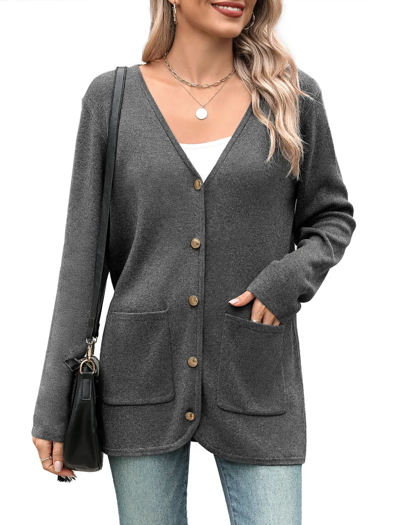 Zeagoo Women's V Neck Button Long Cardigan Sweater