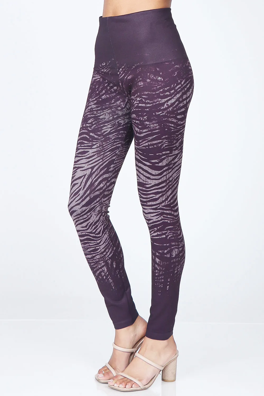 Zebra Print Distressed Ombre Leggings