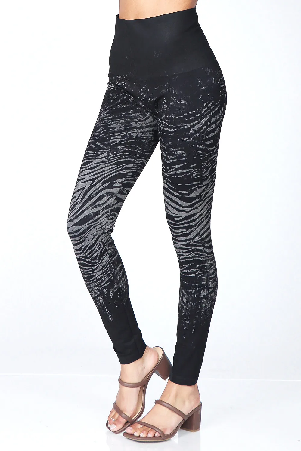 Zebra Print Distressed Ombre Leggings